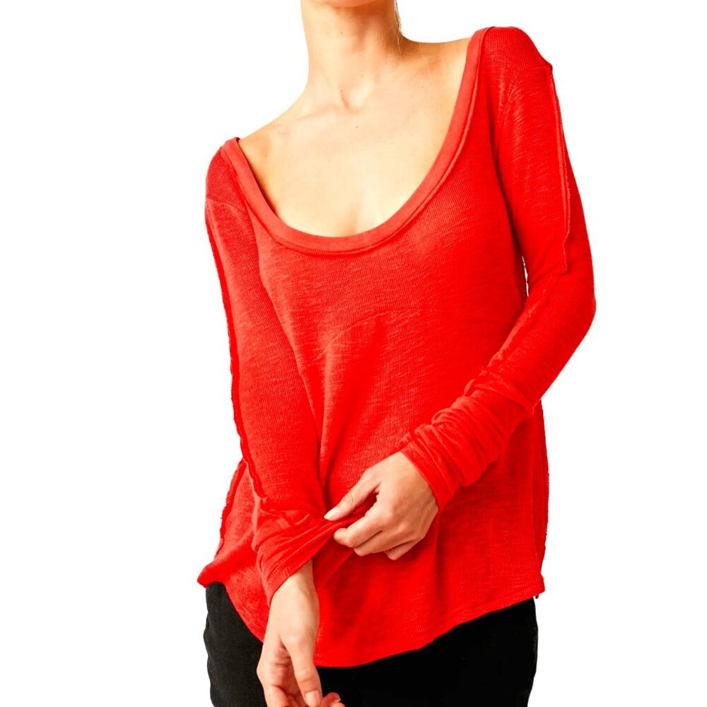 FREE PEOPLE new VISCOSE cabin fever top in  Red 196T0